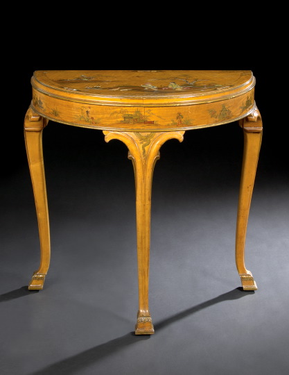 Appraisal: Queen Anne-Style Polychromed Fruitwood Side Table early th century the