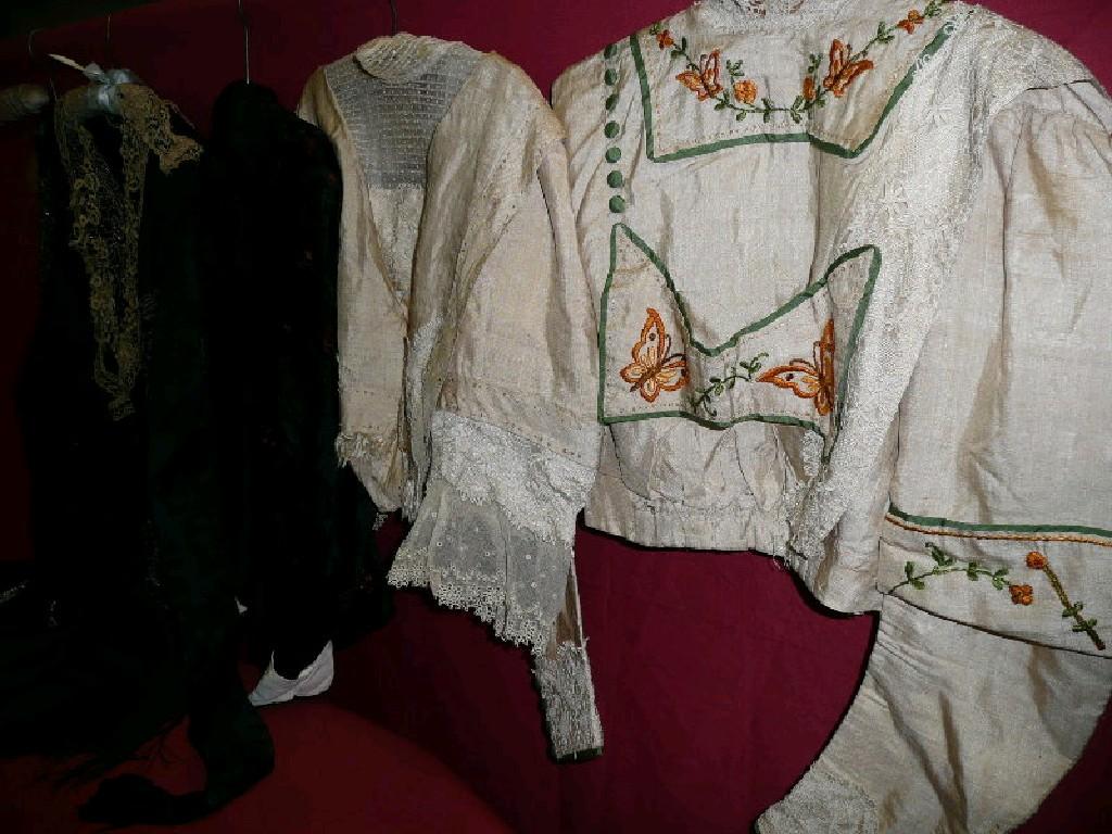 Appraisal: Two cream Victorian tops - both with lace pearl french