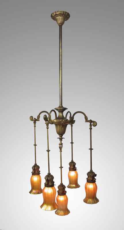 Appraisal: QUEZAL LIGHT CHANDELIER drop light cast metal chandelier with signed