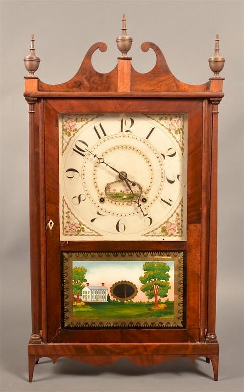 Appraisal: Silas Hoadley Plymouth CT Clock Silas Hoadley Plymouth CT Mahogany