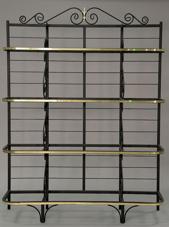 Appraisal: Brass and iron baker's rack with two small glass shelves