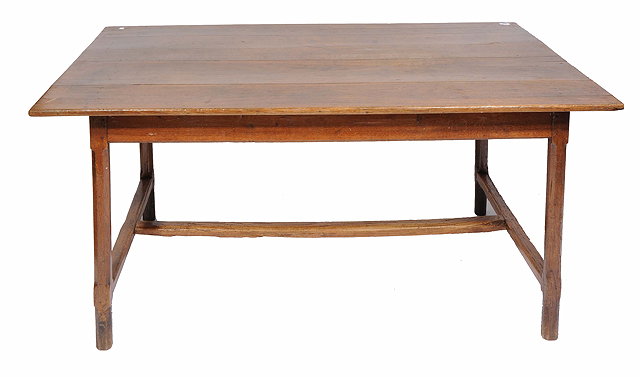 Appraisal: AN OLD OAK RECTANGULAR TOPPED KITCHEN TABLE the legs with