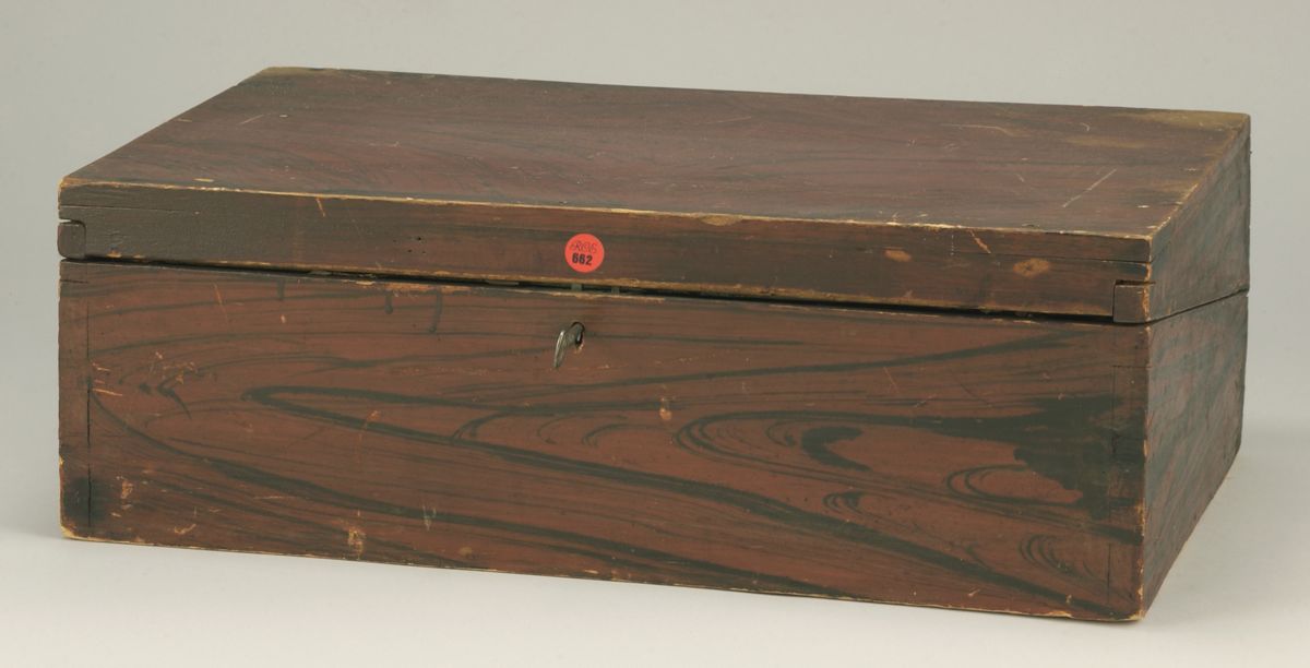 Appraisal: GRAIN-PAINTED LAP DESK American th CenturyIn pine with black and