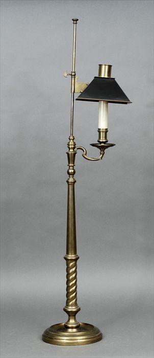 Appraisal: th C -Style Brass Candleholder Floor Lamp with Adjustable Tole