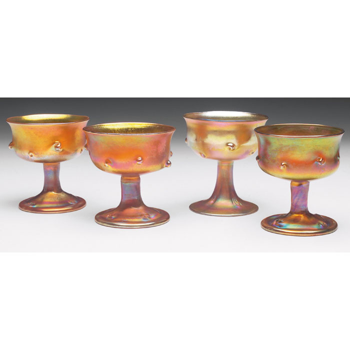 Appraisal: L C Tiffany sherbet dishes four gold favrile glass with