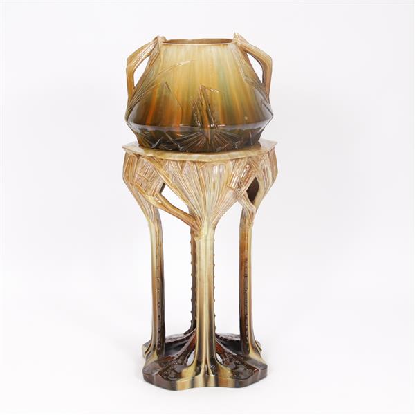 Appraisal: Clement MassierGolfe Juan AM Art Nouveau Intertwining Reeds designglazed art