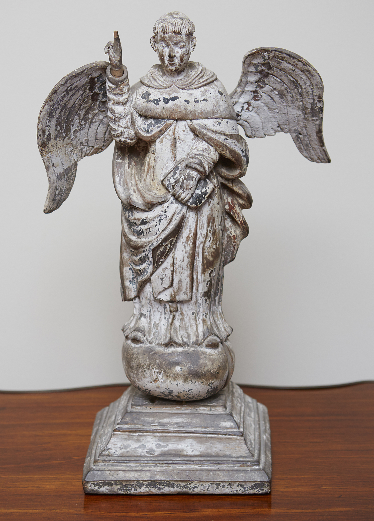 Appraisal: AN ITALIAN LIMED WOOD SANTOS ANGEL FIGURE TH TH CENTURY