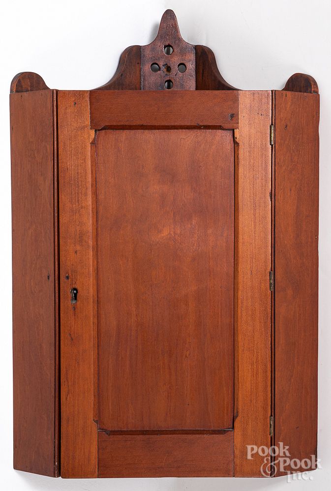 Appraisal: Cherry hanging corner cupboard ca Cherry hanging corner cupboard ca