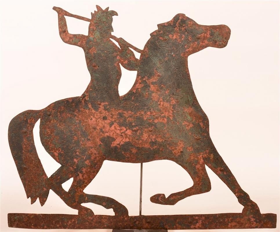 Appraisal: Indian on Horse Back Silhouette Weathervane Rare American th Century