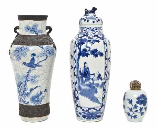 Appraisal: Three Chinese Porcelain Vases comprising a damaged baluster form vase