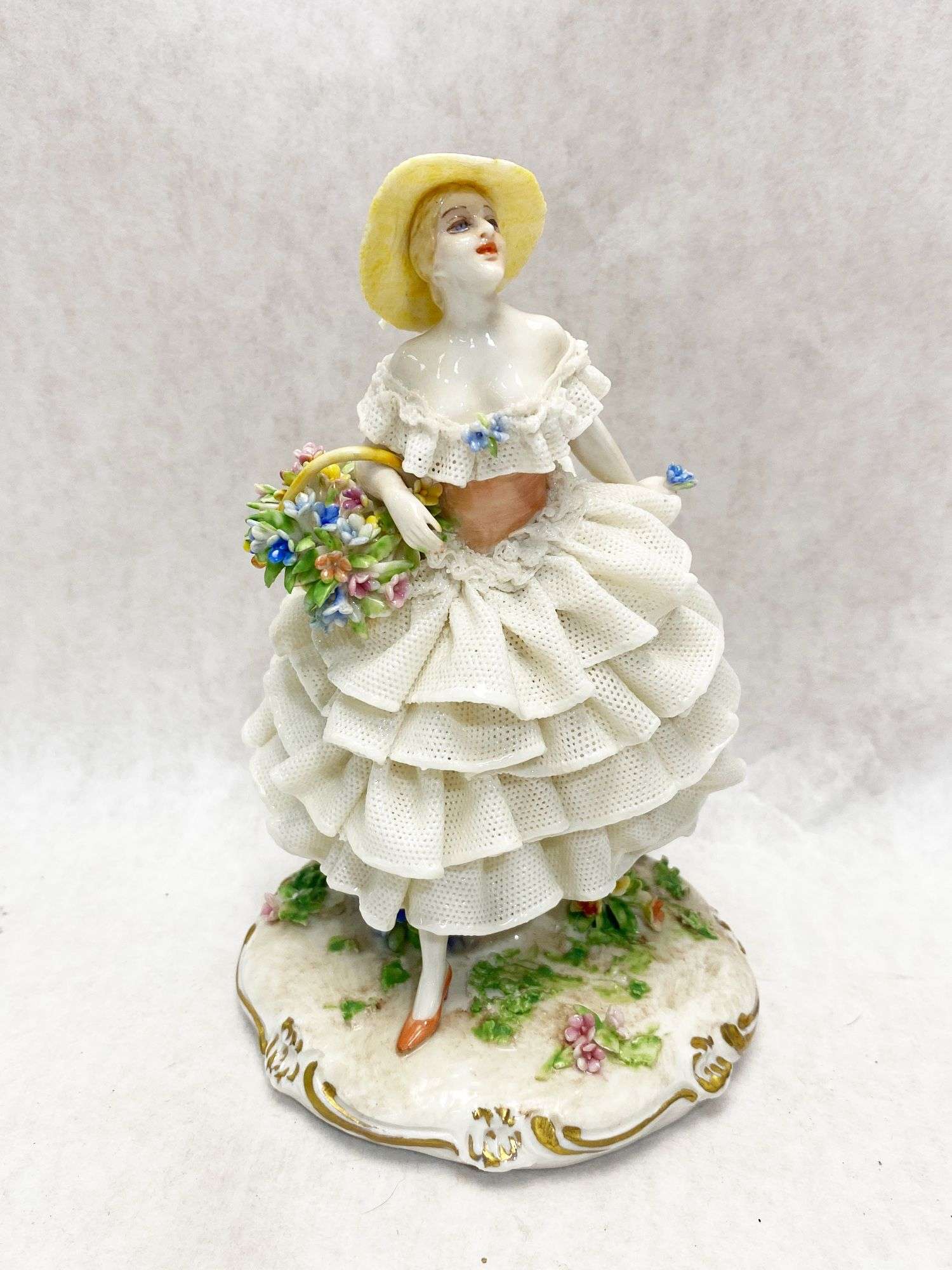 Appraisal: Luigi Fabris Capodimonte Porcelain Lace Figure tall Condition Good no