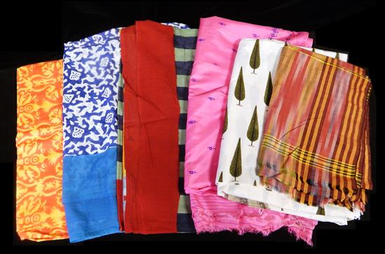 Appraisal: TEXTILES Brightly patterned lengths of cloth six pieces three Italian