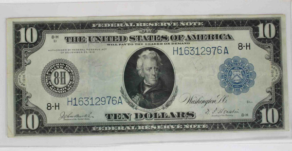 Appraisal: Large Federal Reserve Note VG Condition