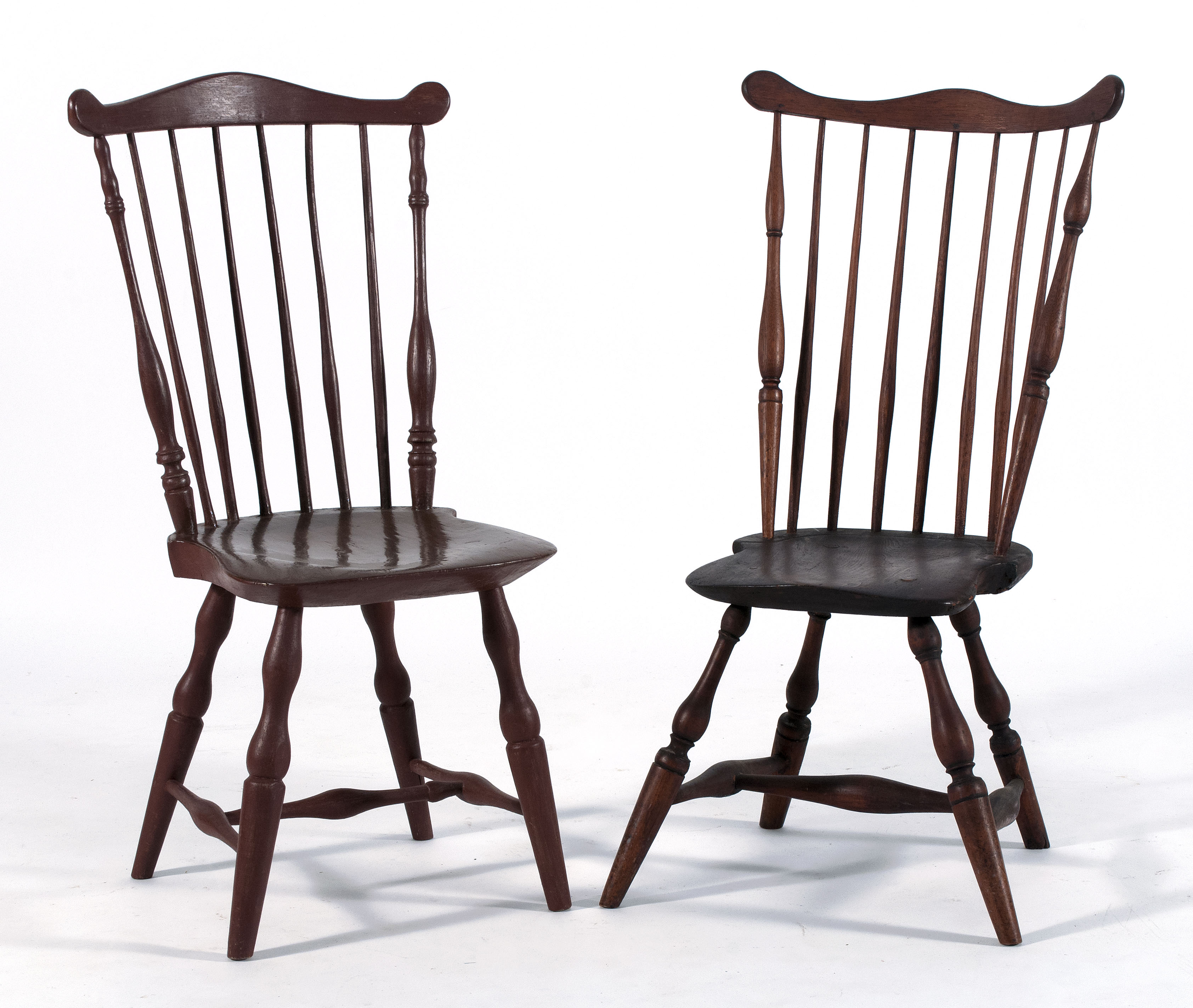 Appraisal: TWO SIMILAR ANTIQUE AMERICAN FANBACK WINDSOR CHAIRS Late th CenturyOne