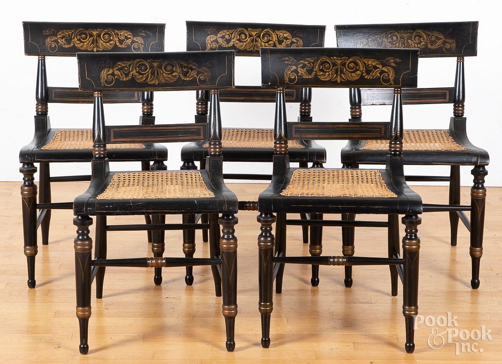 Appraisal: Set of five painted Sheraton fancy chairs Set of five