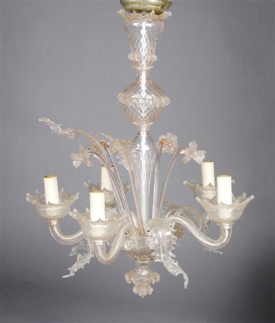 Appraisal: A Venetian Glass Five-Light Chandelier Height inches