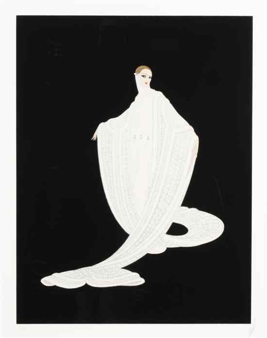 Appraisal: Erte Romain de Tirtoff Russian - Woman in White lithograph