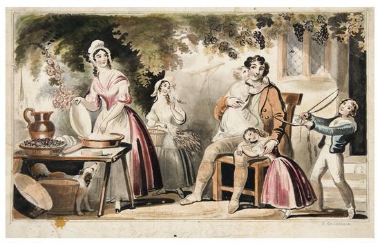 Appraisal: CRUIKSHANK Isaac Robert - The Happy Father Watercolor ink and