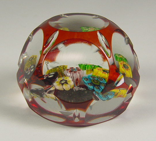 Appraisal: Baccarat Paperweight Pigeon blood cut to clear paperweight with seven