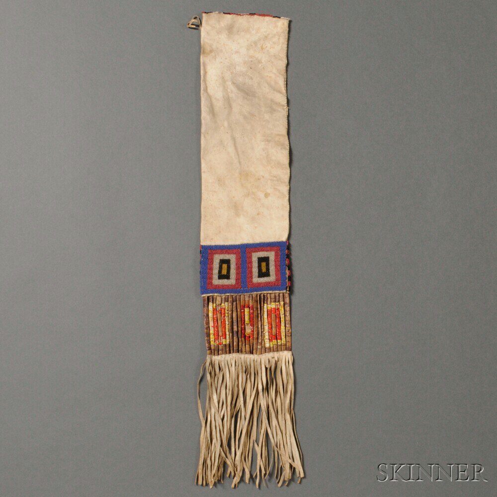 Appraisal: Plains Beaded and Quilled Hide Pipe Bag c last quarter