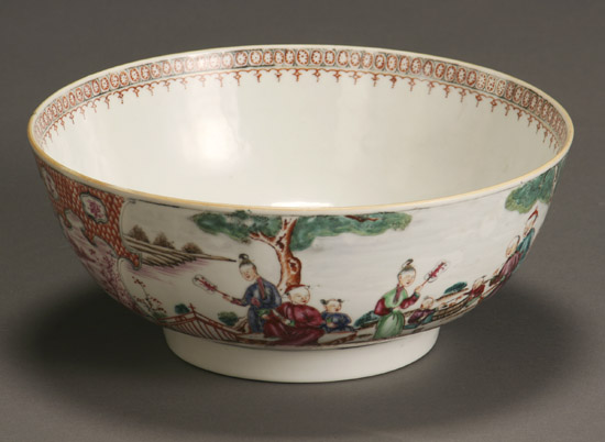 Appraisal: Chinese Export 'Famille Rose' Punch Bowl Qianlong Period - Some