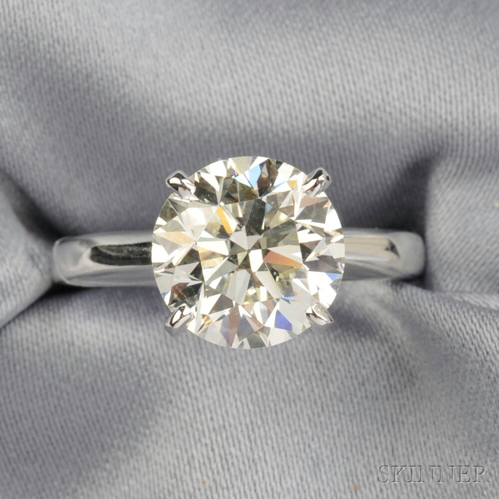 Appraisal: Diamond Solitaire prong-set with a transitional-cut diamond weighing cts kt