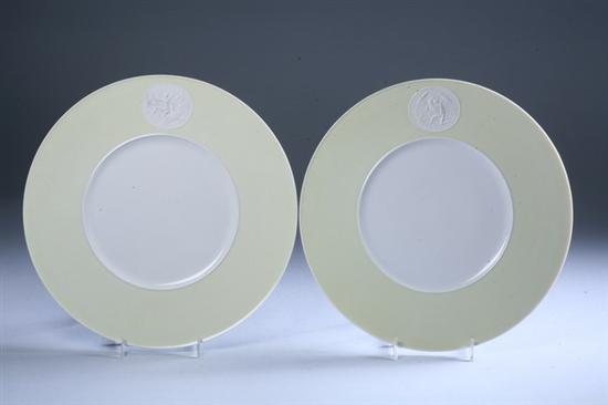 Appraisal: FOUR KPM PORCELAIN ARCADIA DINNER PLATES mid- th century Yellow