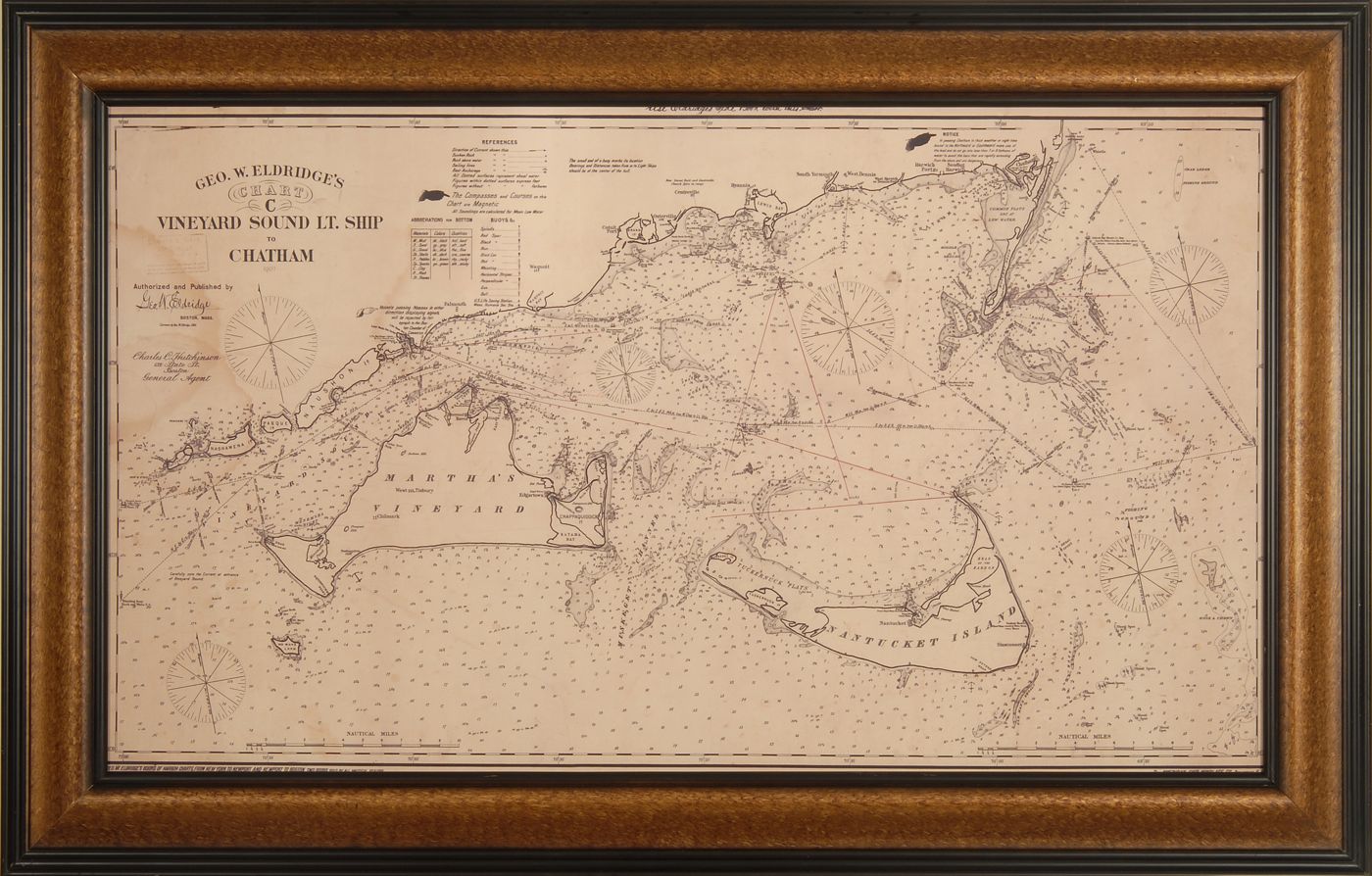 Appraisal: FRAMED COPY OF A ELDRIDGE HARBOR CHART Geo W Eldridge's