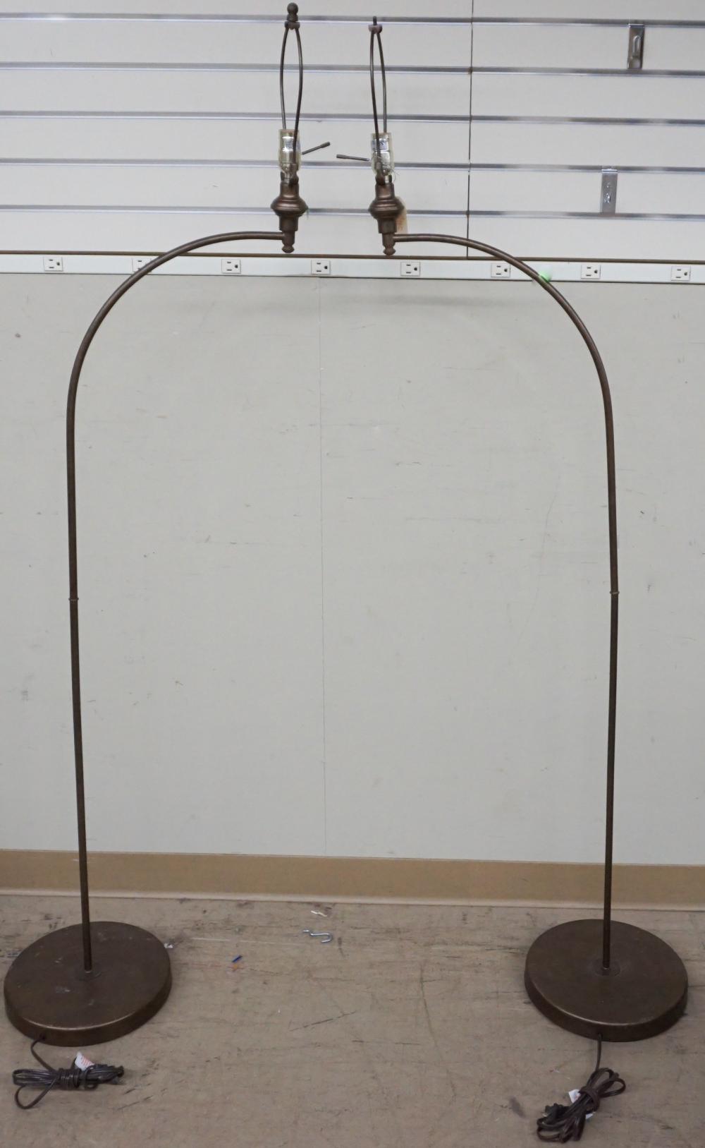 Appraisal: Pair Patinated Metal Arched Floor Lamps Height overall in cm