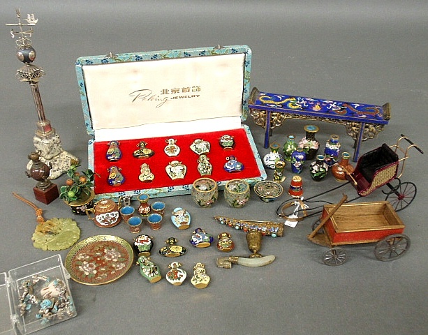 Appraisal: - Group of miniature furniture and accessories including a cloisonn