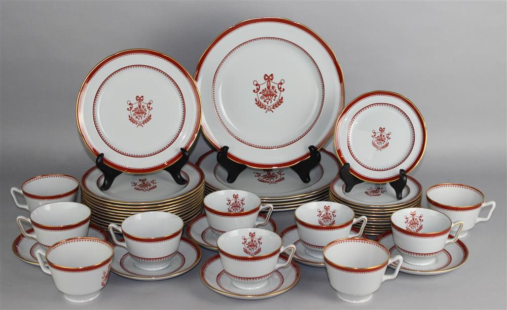 Appraisal: SPODE 'RED NEWBURYPORT' PART DINNER SERVICE black printed marks including