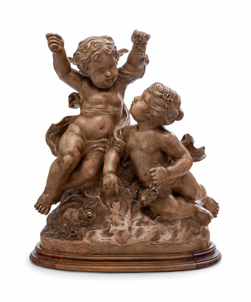 Appraisal: A Louis XV Style Terra Cotta Figural Group A Louis