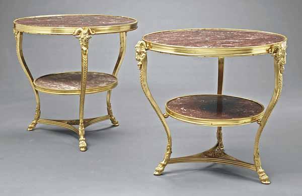 Appraisal: A Pair of Neo-Classical Gilt Bronze and Marble Gu ridons