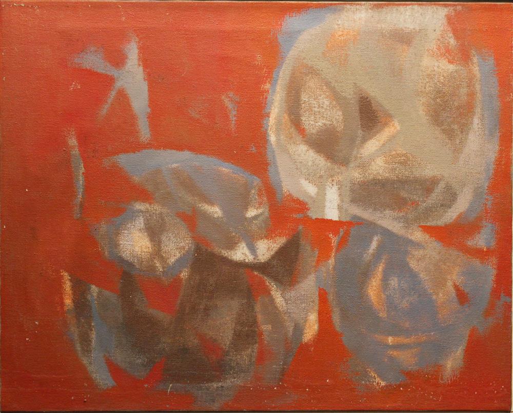 Appraisal: JOHN CHAPMAN LEWIS AMERICAN - RED ABSTRACT Oil on canvas