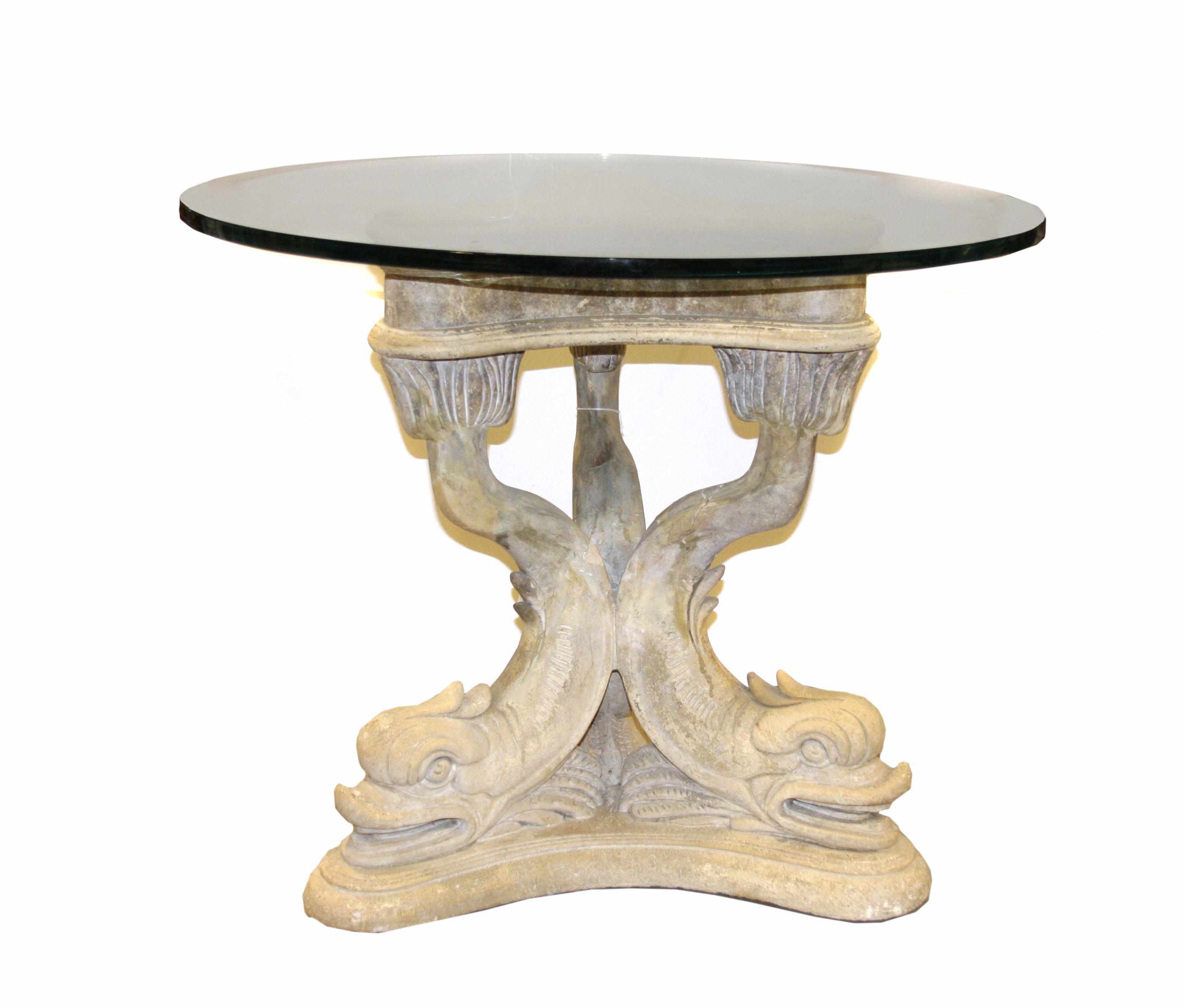 Appraisal: A Baroque style composition and glass dolphin form center table