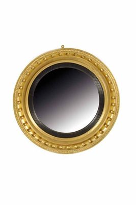 Appraisal: A th century giltwood convex mirror re-gilded in cm dia