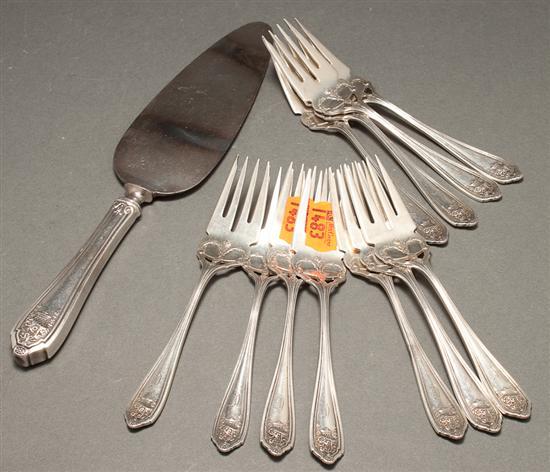 Appraisal: Eleven American sterling silver salad forks in the Basket of