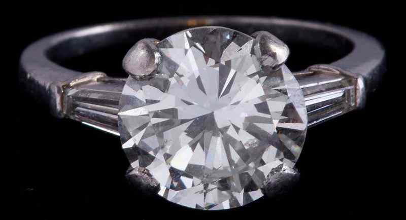 Appraisal: Platinum and Diamond Ringcentering on one round brilliant cut diamond