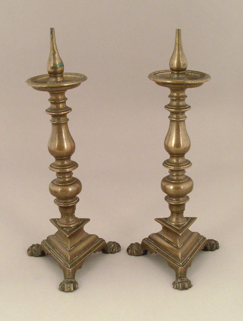 Appraisal: Pair of Continental bronze pricket sticks late th early th