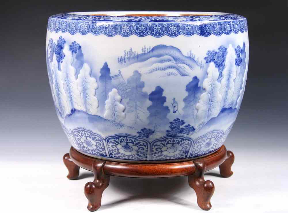 Appraisal: JAPANESE PORCELAIN KOI BOWL - Large Japanese Koi Bowl or