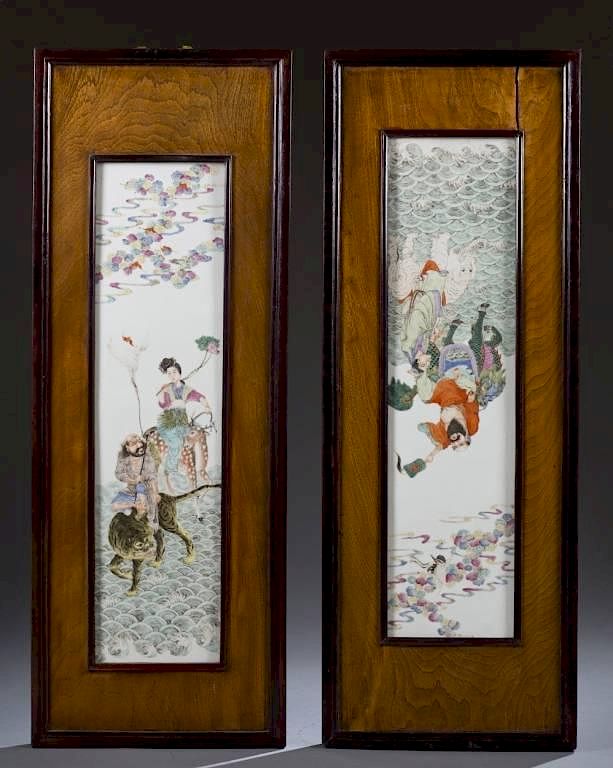 Appraisal: Pair of Chinese painted porcelain plaques A pair of Chinese