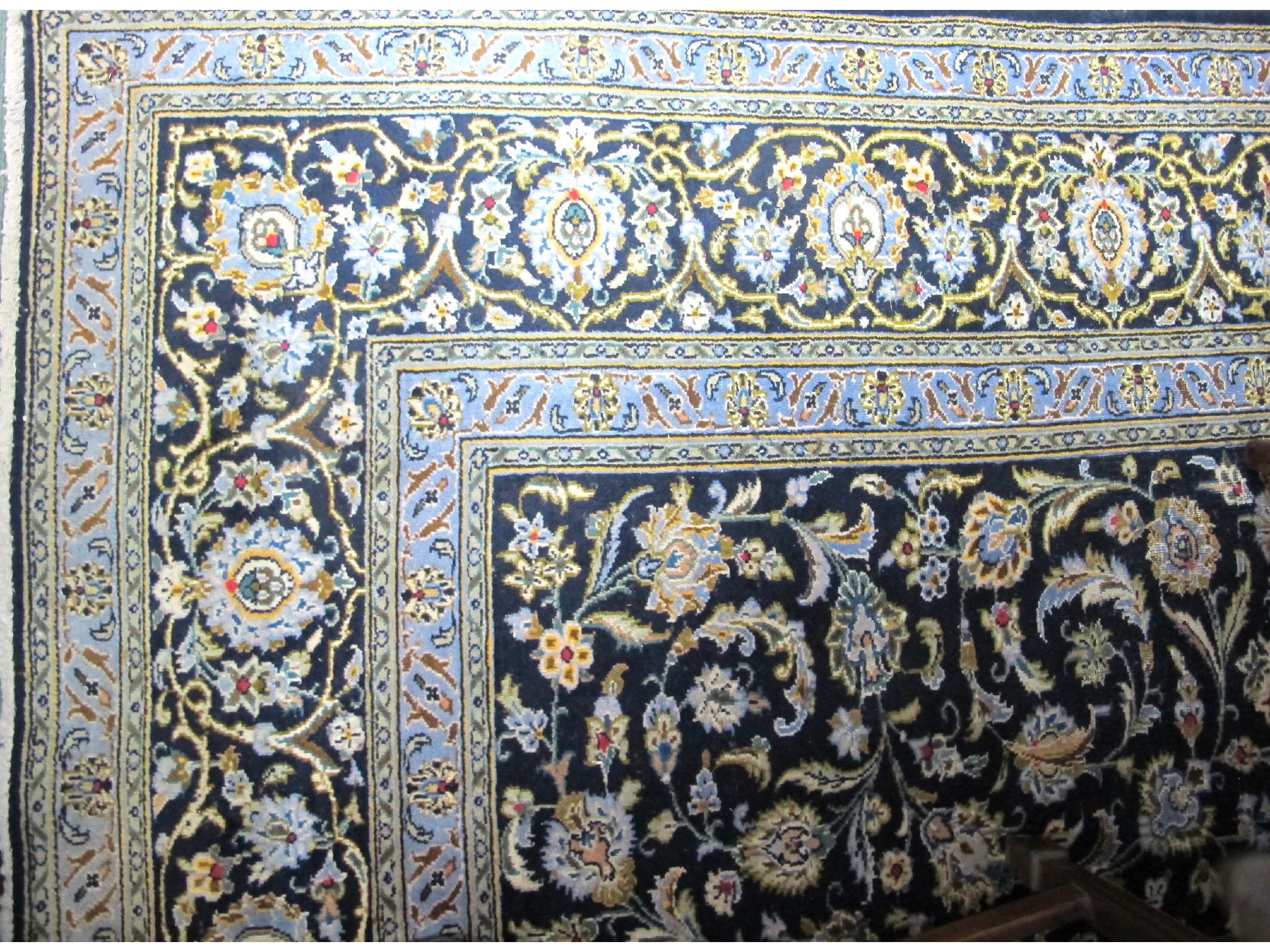 Appraisal: A Persian Kashan blue ground rug x cm