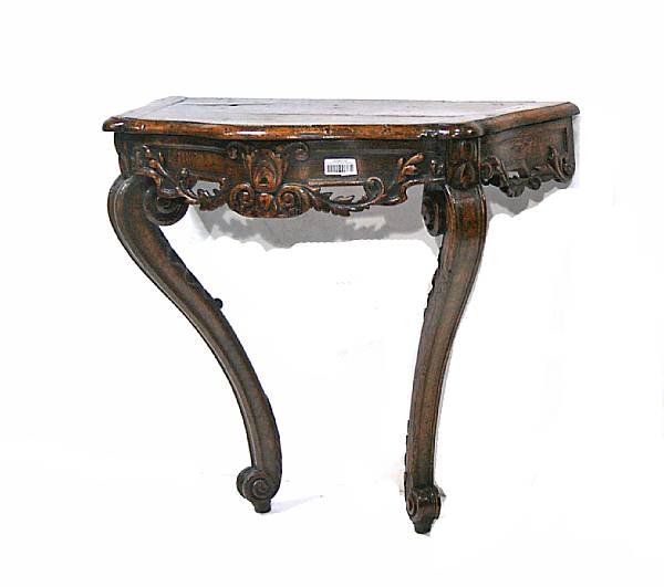 Appraisal: A Louis XV style oak console table composed of antique