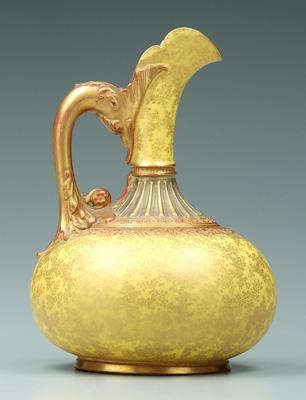 Appraisal: Royal Worcester ewer stylized dolphin handle gilt decoration over yellow