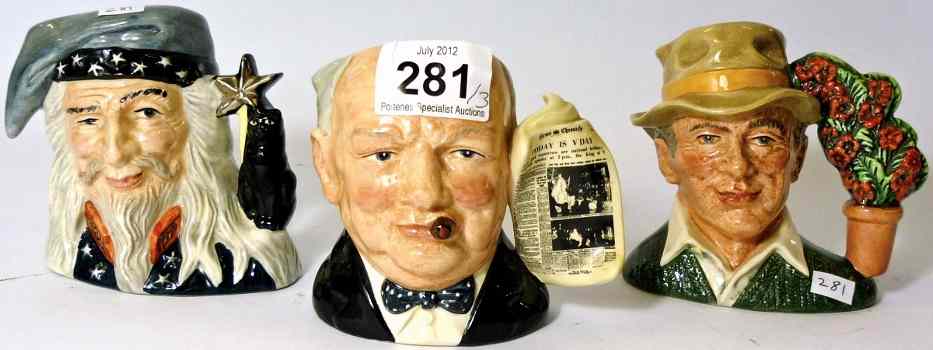 Appraisal: Royal Doulton Small Character Jugs Winston Churchill D Wizard D