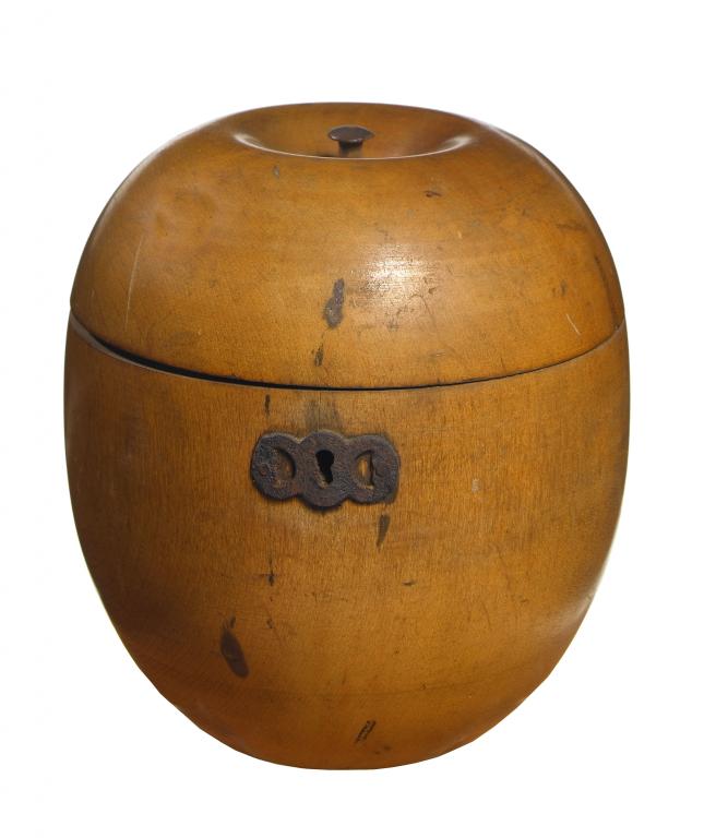 Appraisal: A GEORGE III TURNED FRUITWOOD TEA CADDY IN THE FORM