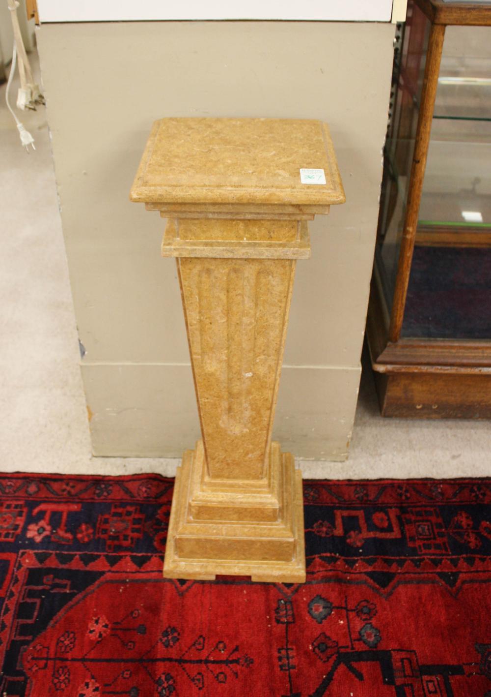 Appraisal: ROJO ALICANTE MARBLE PEDESTAL having a square top fluted and