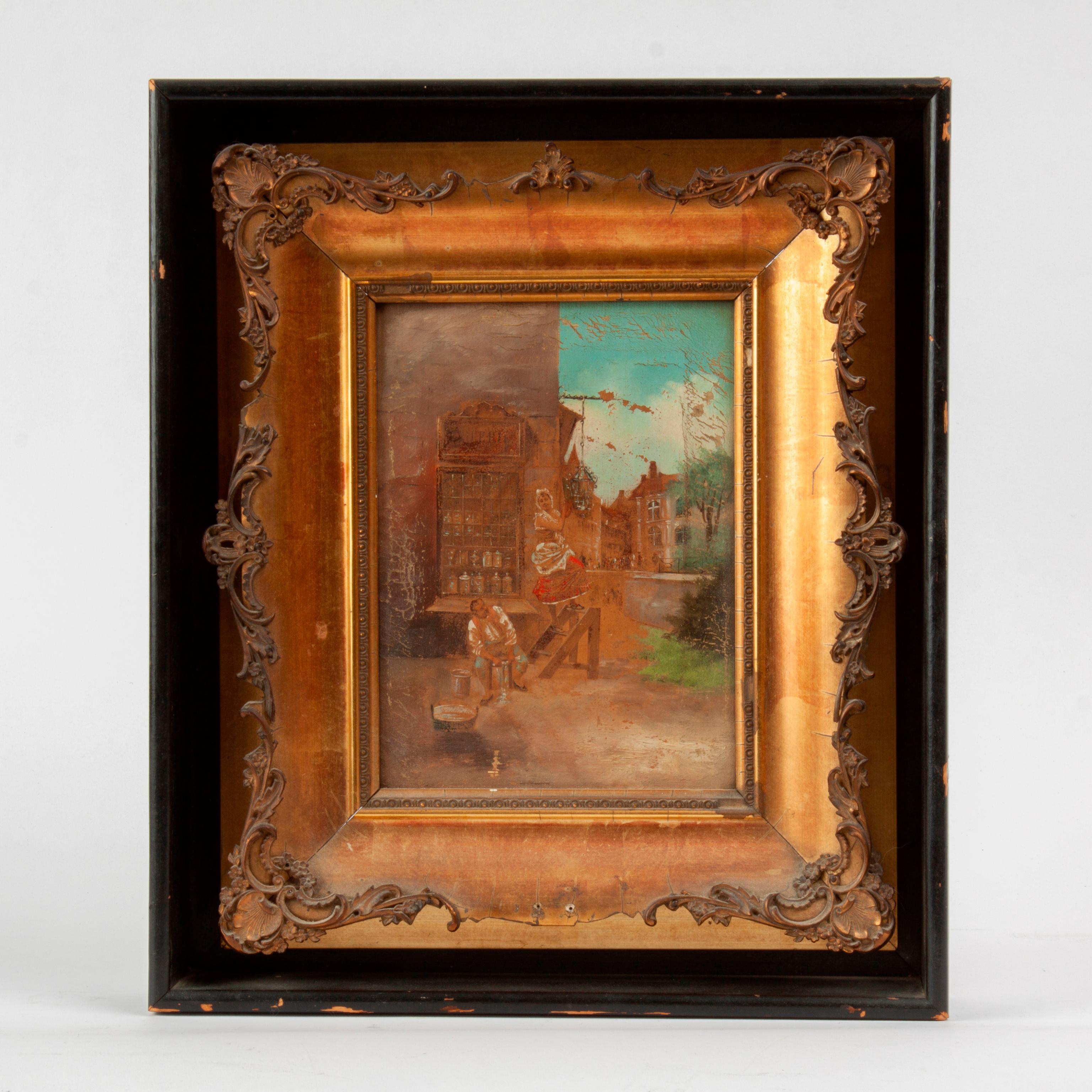 Appraisal: ANTIQUE OIL ON CANVAS 'EPICERIE' An unsigned antique oil of