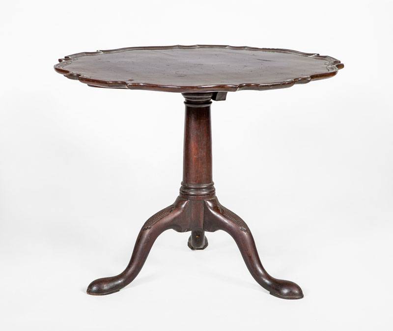 Appraisal: GEORGE III STYLE CARVED MAHOGANY PIECRUST TILT-TOP TABLE x in