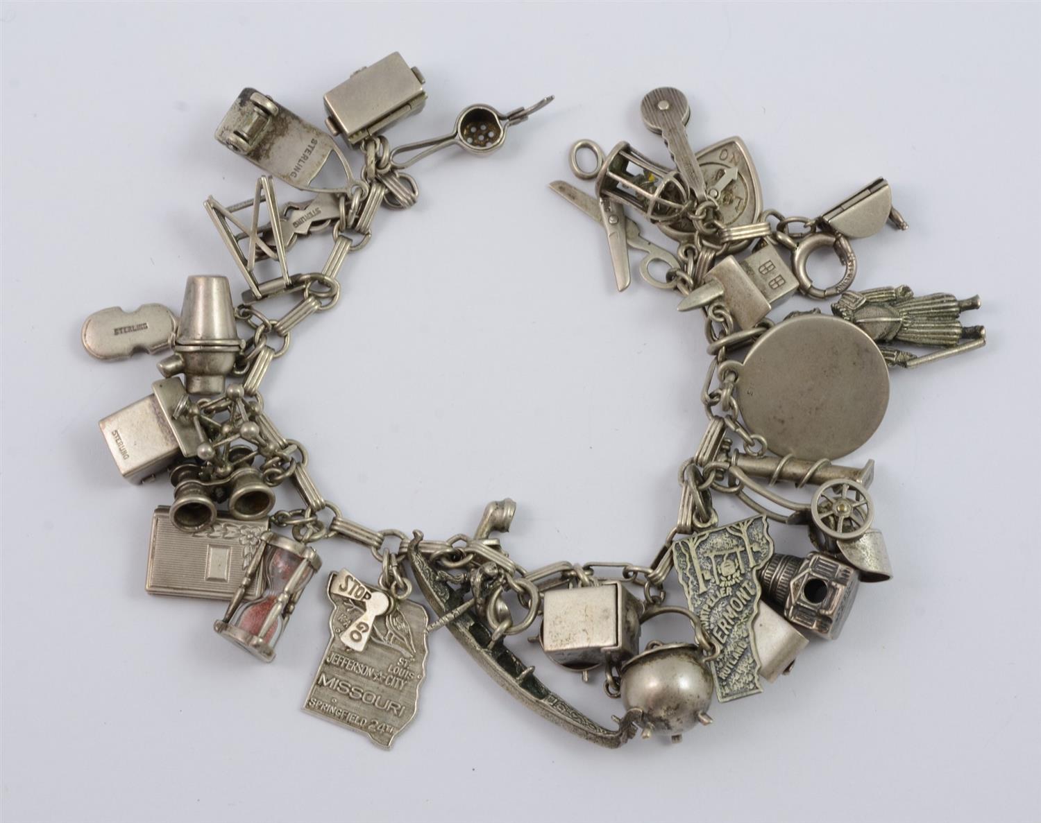 Appraisal: Sterling silver charm bracelet charms some unmarked TO